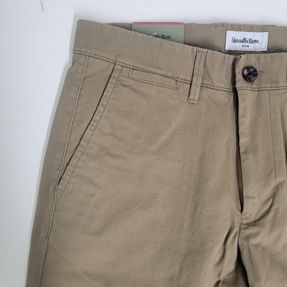 New! Men's Goodfellow Skinny Chino Pants Dark Khaki, Length 30 - Picture 3 of 12